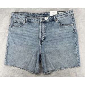 H&M Denim 90's Cut Off Shorts High Waist Light Wash‎ Women's Size 22 NWT